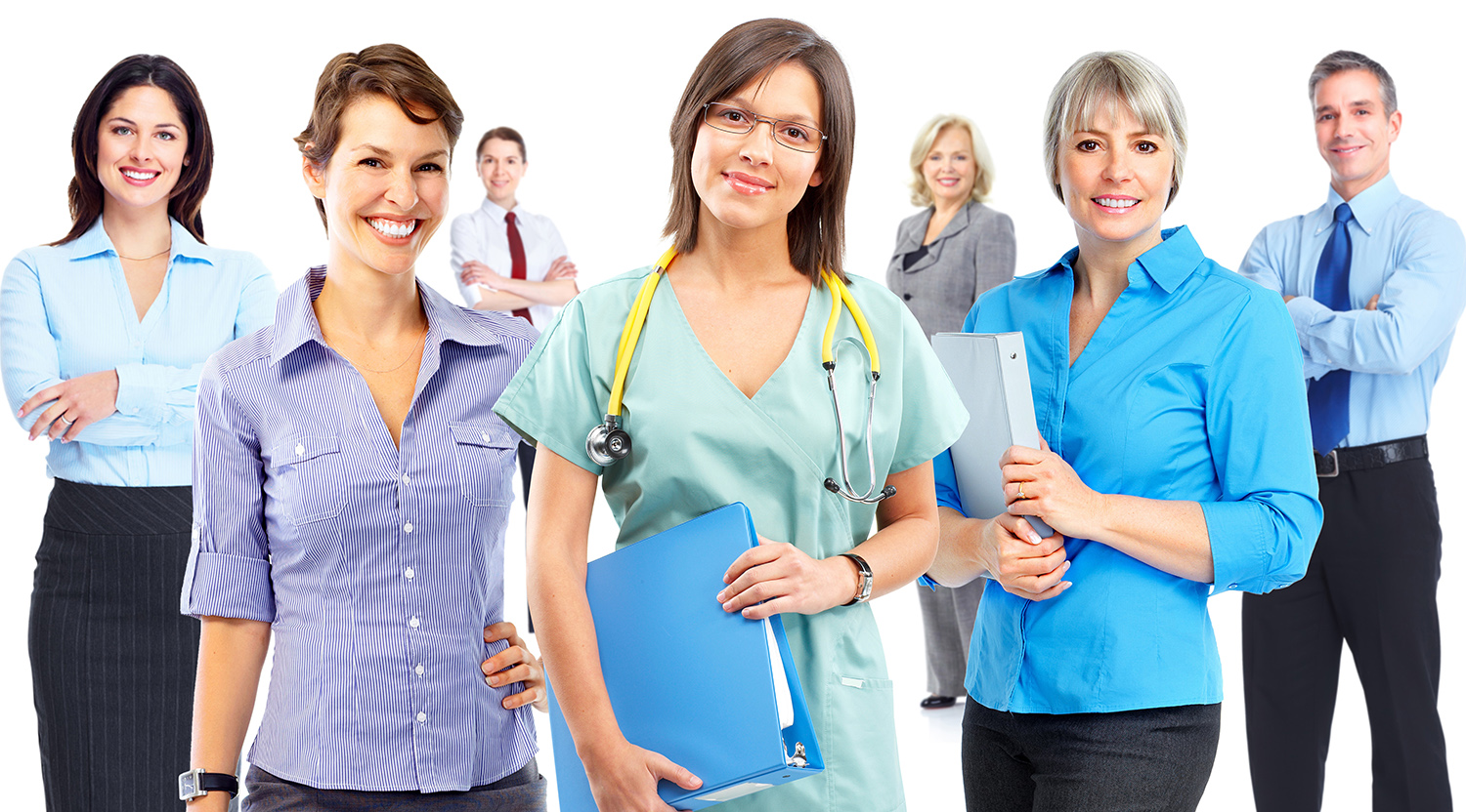 Group of business people team. Isolated white background.